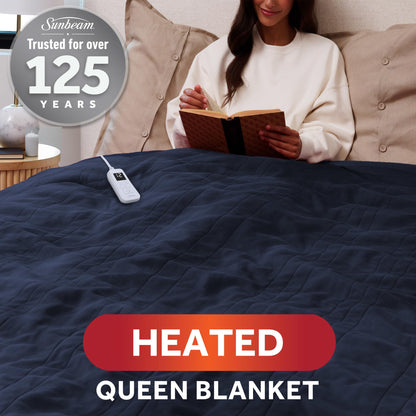 Sunbeam Royal Ultra Fleece Heated Electric Blanket King Size, 90" x 100", 12 Heat Settings, 12-Hour Auto Shut-Off, Machine Washable, Pebble Beige