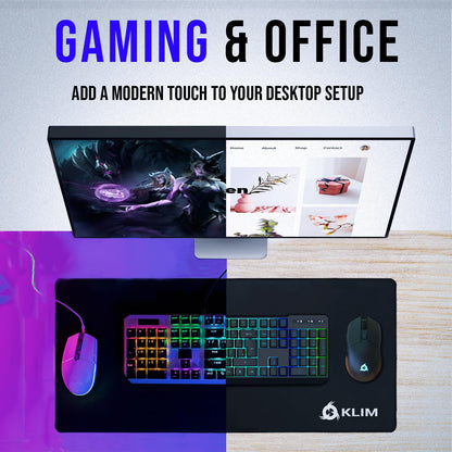 KLIM Mousepad XXL - Extended Surface - Extra Large Gaming Mousepad Mat - Non-Slip Rubber Base - High Precision Textured Surface - 900 x 400 x 4 mm - Black