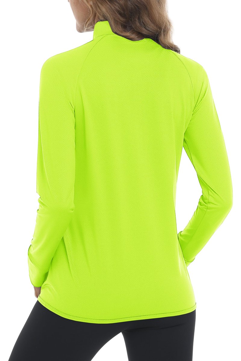 MAGCOMSEN Women's Lightweight Workout Jackets UV Protection Jacket Long Sleeve Shirts Running Fishing Hiking Shirts Fluorescent Yellow XL
