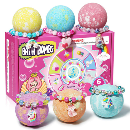 Unicorn Bath Bombs for Kids Girls with Bracelet Inside, sanyi Bubble Bath Toys Birthday Gifts for 4 5 6 7 8 Year Old Girl Daughter Granddaughter Niece