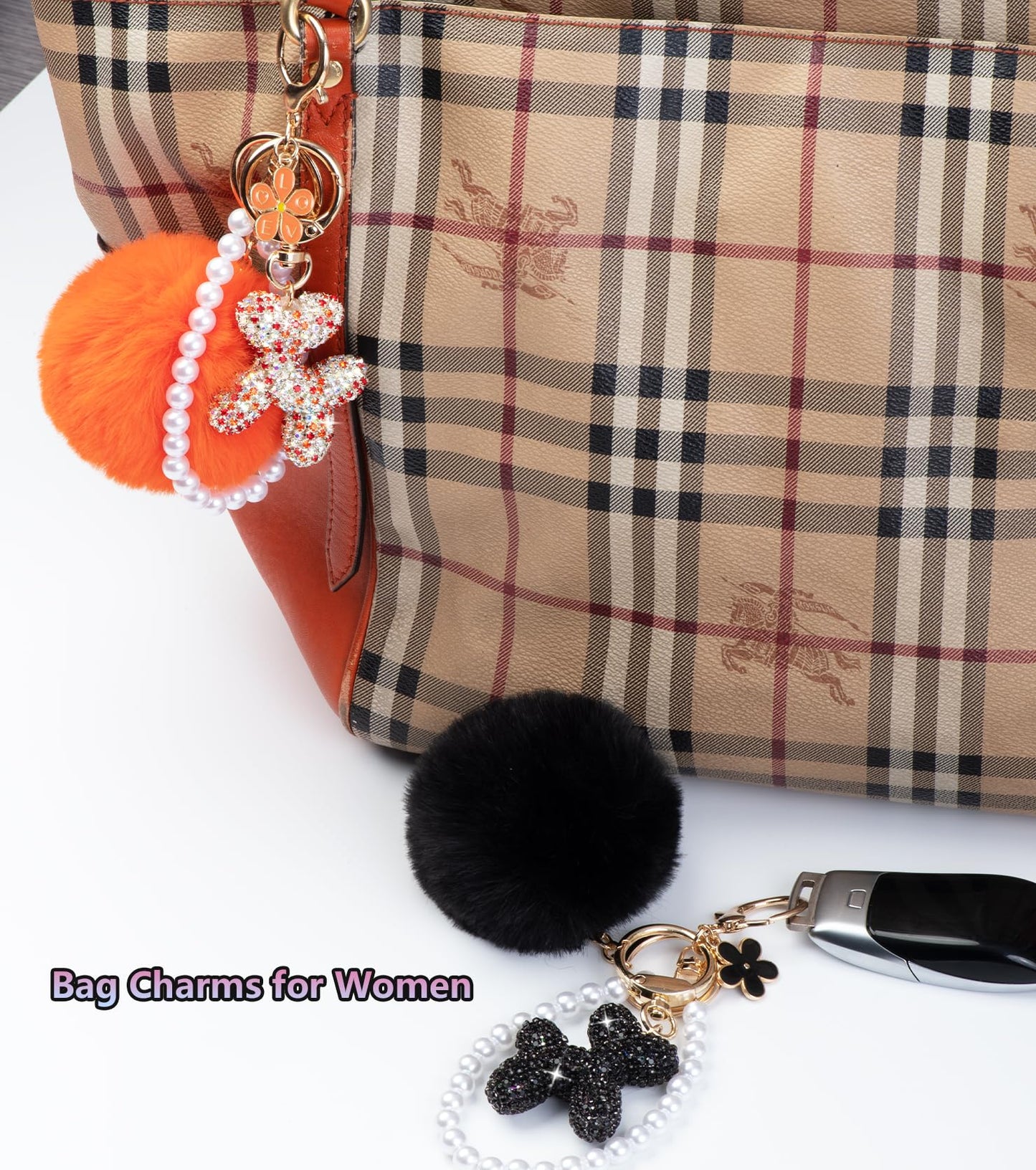 Black Rhinestone Balloon Dog Keychain for Women,Cute Bling Purse Charm,Girls Key Chains for Car Keys Handbag Purse Accessories,Black Keychain Cute