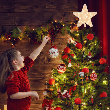 DERAYEE Christmas Star Tree Topper Lighted, Xmas Tree Topper with Lights Light Up Star Topper for Christmas Tree Decorations Battery Operated 9 Inch