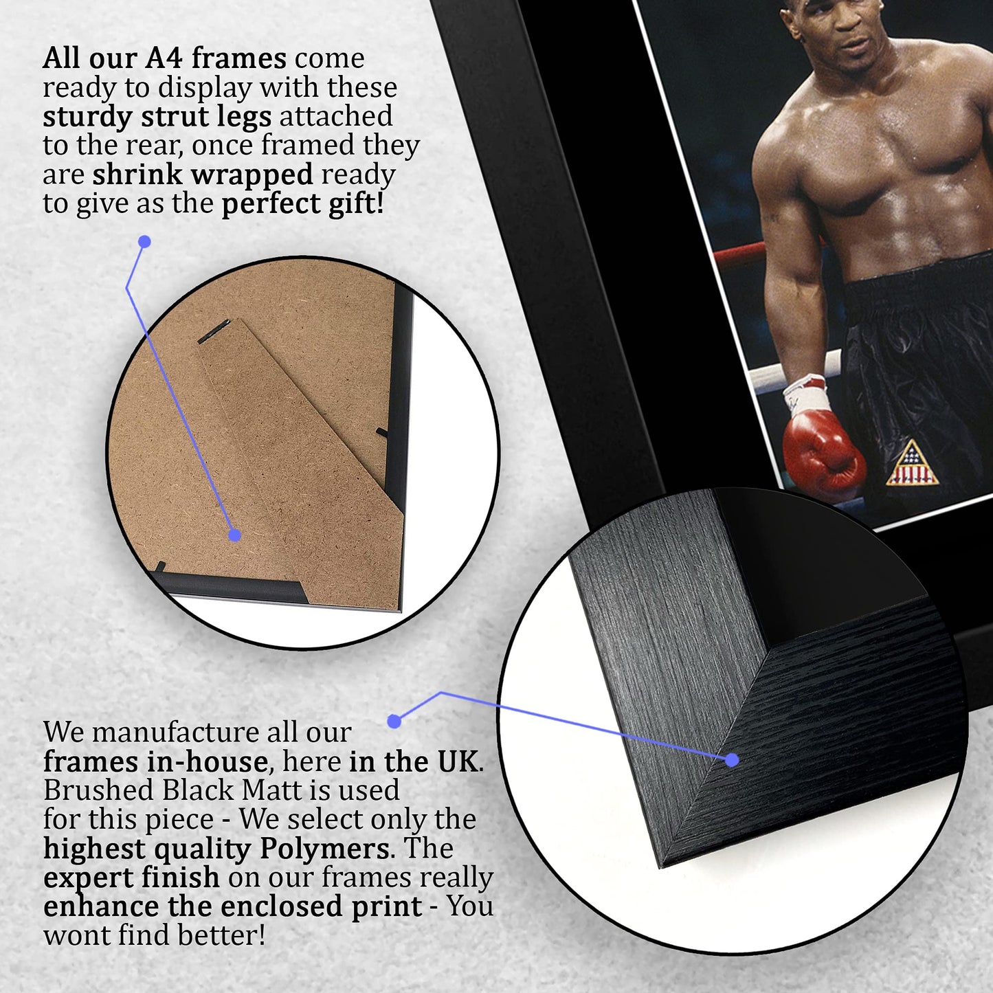 HWC Trading FR Mike Tyson Gift Signed FRAMED A4 Printed Autograph Boxing Gifts Print Photo Picture Display