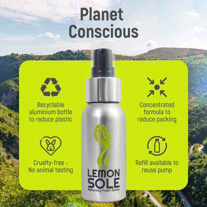 Lemon Sole Twin Pack - The POWERFUL & NATURAL shoe freshener & deodoriser spray with 6 essential oils. Great for Sport. Extremely Effective!