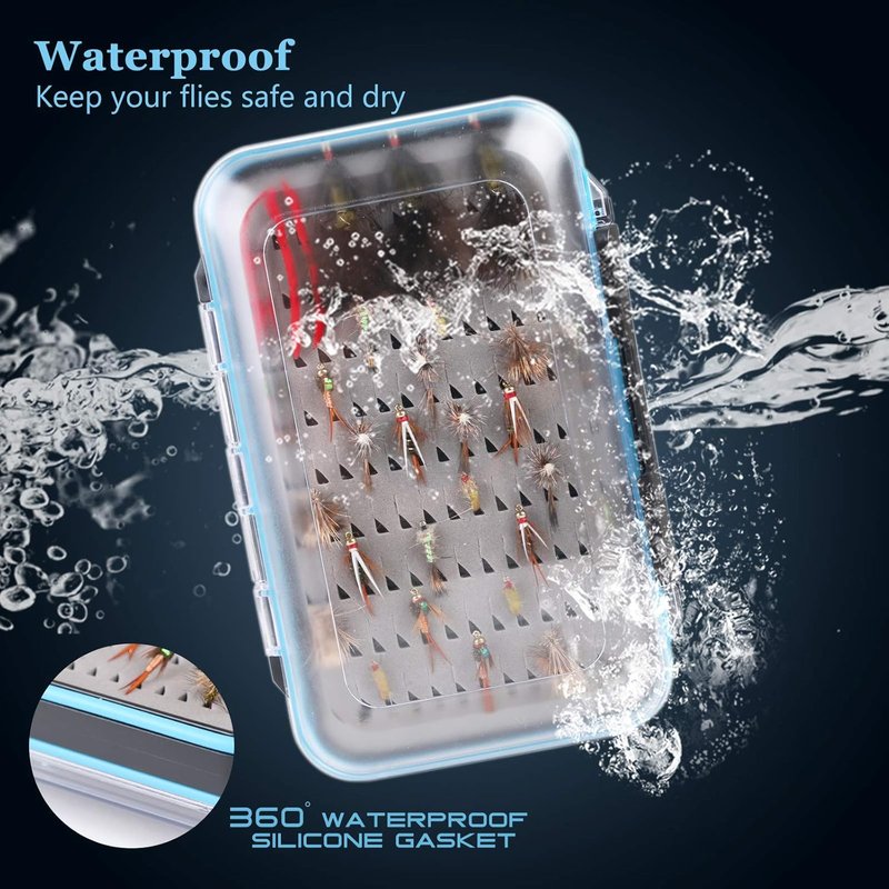 Maxcatch Waterproof Double-Sided Fly Box - Lightweight Durable Design with Clear Lid & Easy Grip Foam for Flies Storage