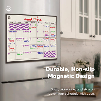 Magnetic Fridge Whiteboard Calendar by Smart Panda - Perfect Month Planner, Memo or Event Reminder for Adults and Children - Notice Board - Monthly