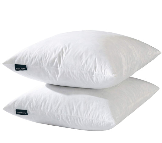 20x20 Decorative Throw Pillow Inserts-Down Feather Pillow Inserts-Square-Cotton Fabric-Set of 2-White.