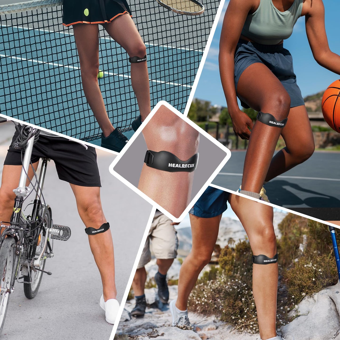 Healrecux Patella Band, Knee Strap Patella Tendon Support for Knee Pain & Tendonitis, Patella Stabilizer Knee Brace for Running, Basketball, Jumpers Knee, Tennis, Volleyball & Squats - Inky 1 Pack