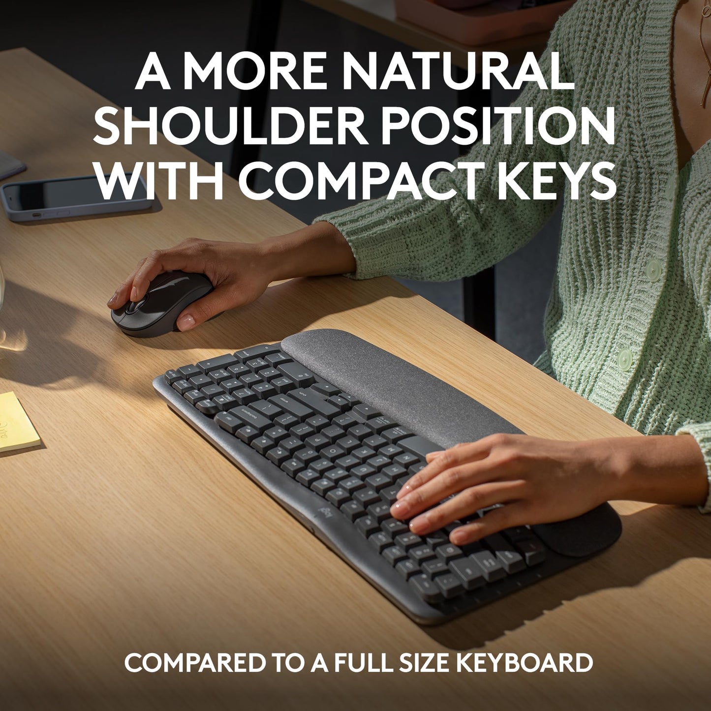 Logitech Wave Keys Wireless Ergonomic Keyboard with Cushioned Palm Rest, Comfortable Natural Typing, Easy-Switch, Bluetooth, Logi Bolt Receiver, for Multi-OS, Windows/Mac - Rose
