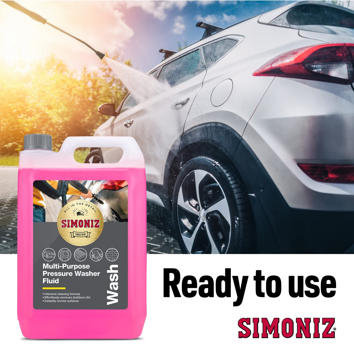 SIMONIZ SAPP0174A Multi Purpose Pressure Washer Shampoo Fluid, Pink, 5 Litre