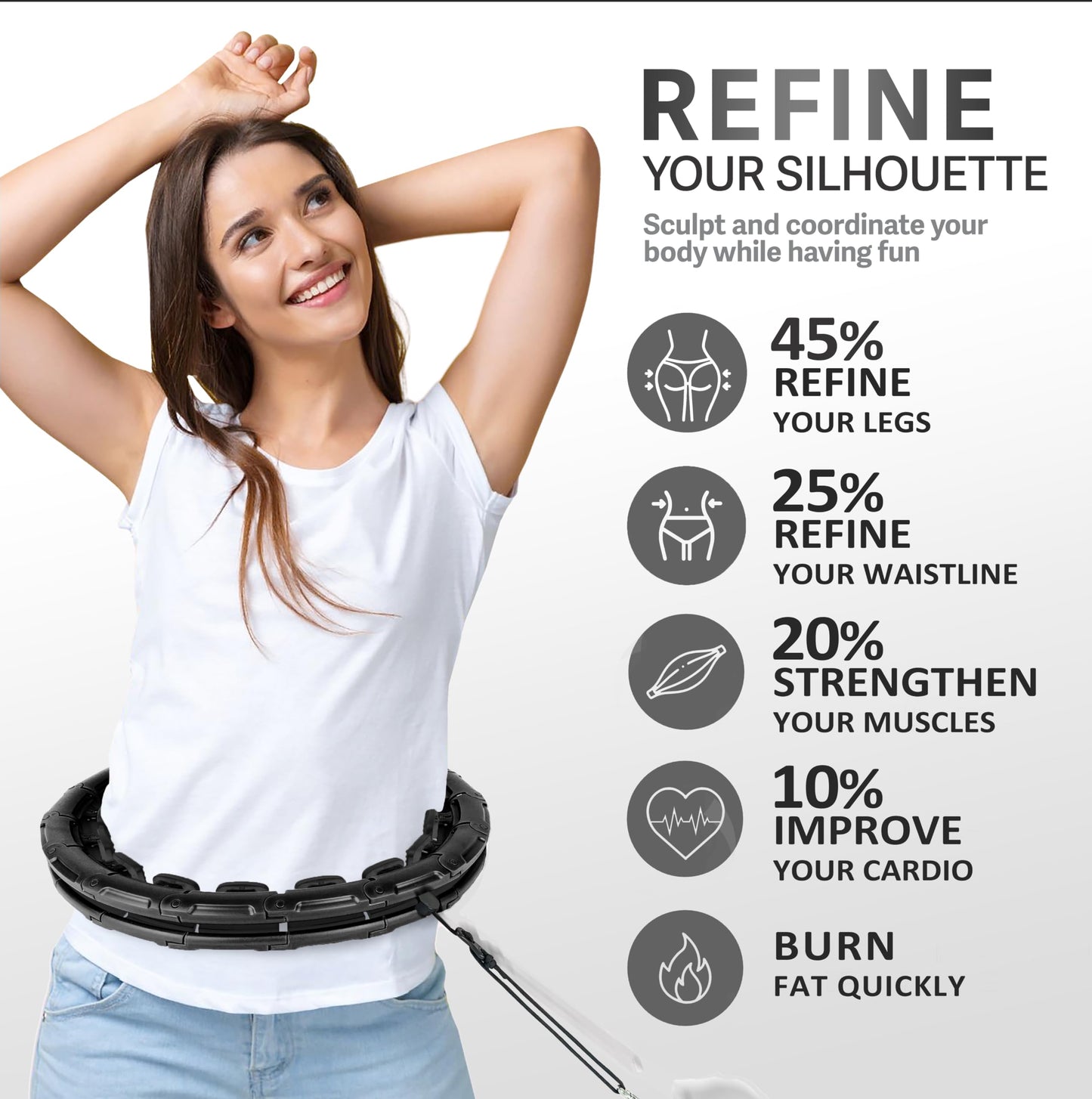 Experience Fitness Excellence with Our Infinity Hoop Plus Size – Weighted Hula Hoop for Weight Loss – Hula Hoop Exercise Ring with ABS and Quality Wheels – for All The Sizes and Levels