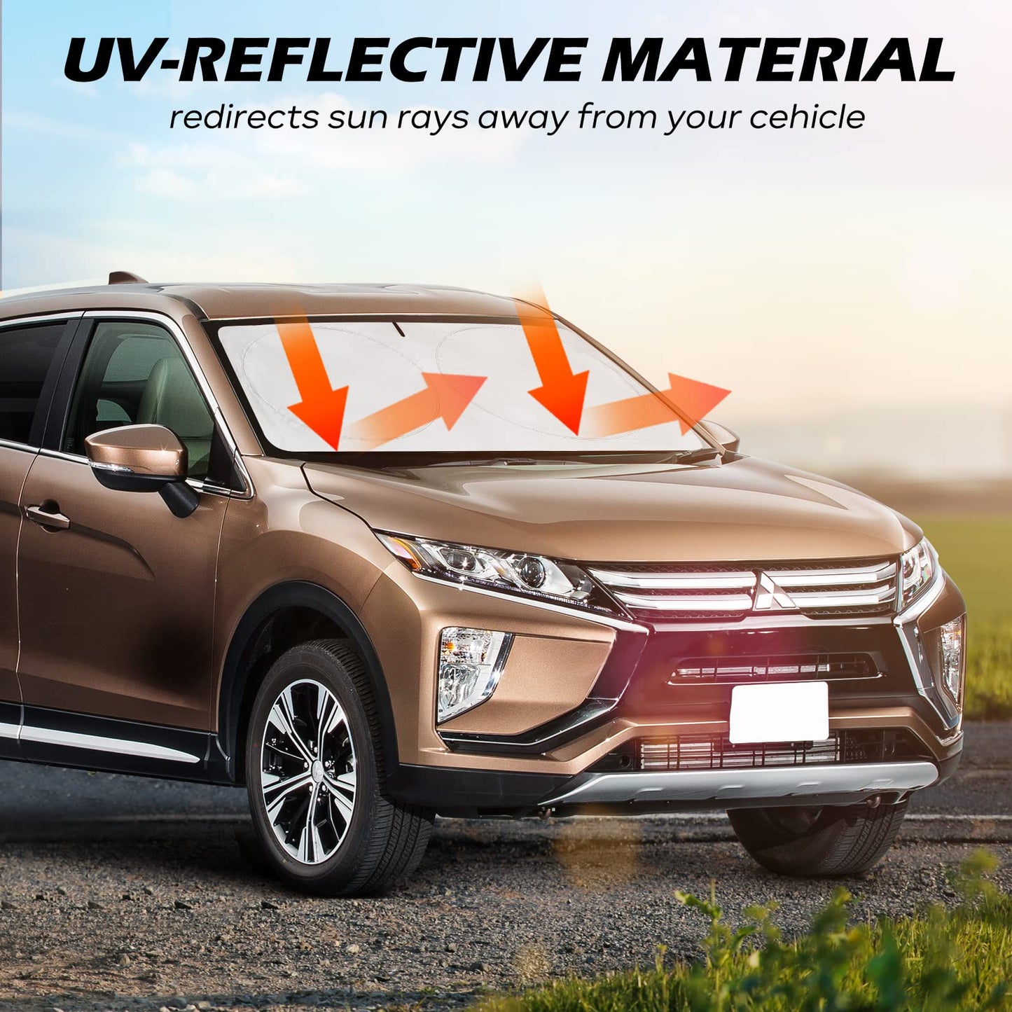 Windshield Sun Shade - Car Sun Shade Windshield, Foldable UV Ray Reflector car Shade Front Windshield, Sun Visor for Car Keeps Your Vehicle Cool, for Most Sedans SUV and Trucks - Large 63 x 33.5 in
