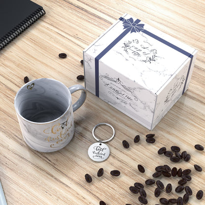 Gifts for Husband from Wife - Gray Marble Ceramic Coffee Mug Cup 11.5oz w/ KeyChain - Best Husband Ever - Birthday Gift Novelty Present for Anniversary, Valentines Day, Christmas Xmas, Thanksgiving