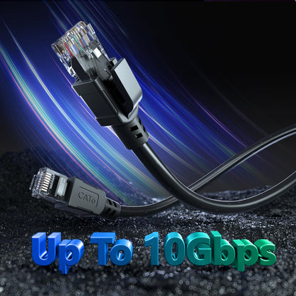 VOIETOLT Outdoor Cat 6 Ethernet Cable 50m, Water Resistant Direct Burial LLDPE UV Jacket - 24AWG 10Gbps High Speed Gigabit Internet Network Cable - CCA, UTP with 40 Ties - Black