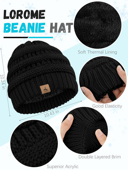 Warm Fleece Knit Beanie Hat and Touch Screen Gloves Set - Winter Gifts for Women and Men