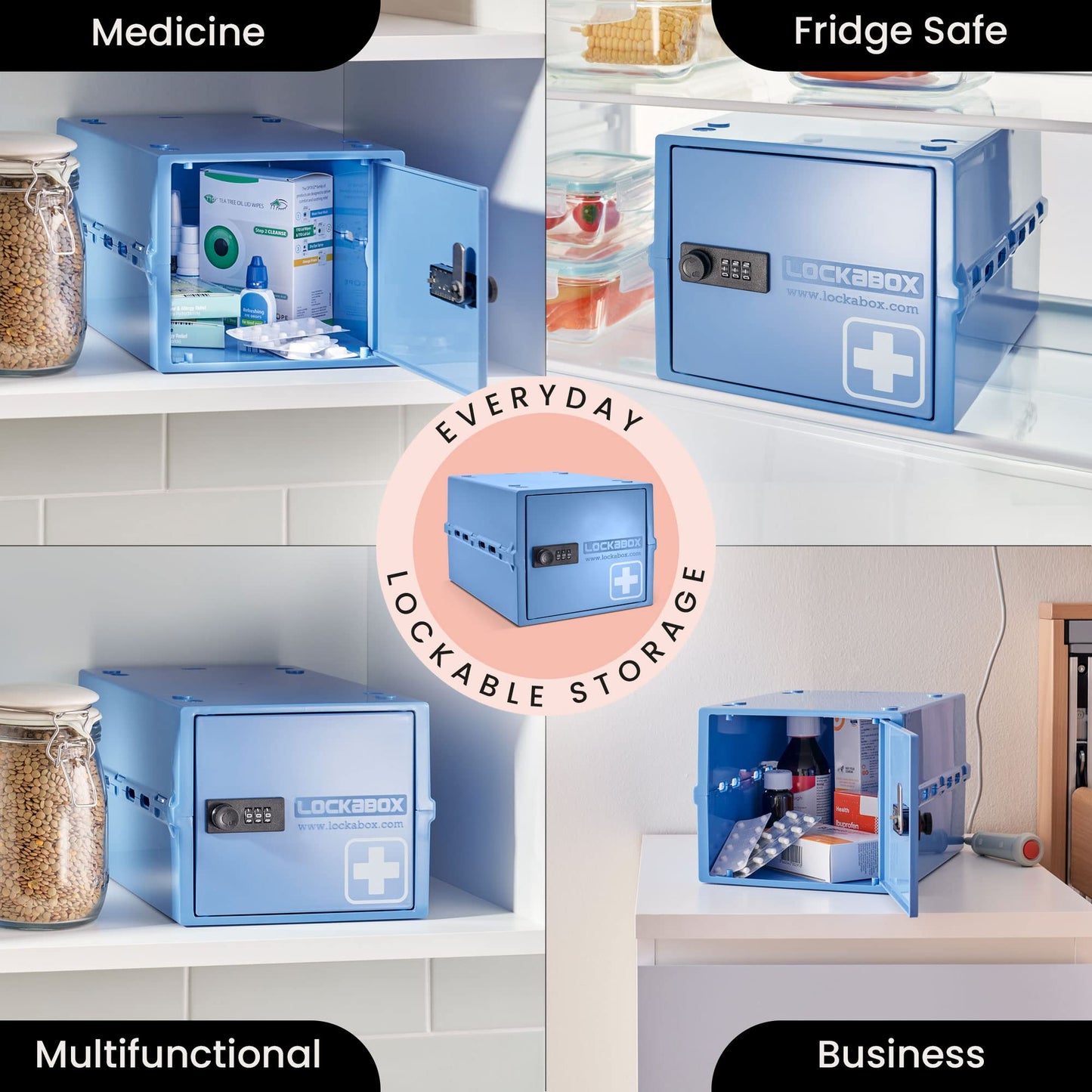 Lockabox One™ | Premium Lockable Medicine Box (A4-Sized) | Lightweight & Hygienic Medicine Lock Box | Made In Britain | External Size 31 x 21 x 17 cm (Medi Blue)