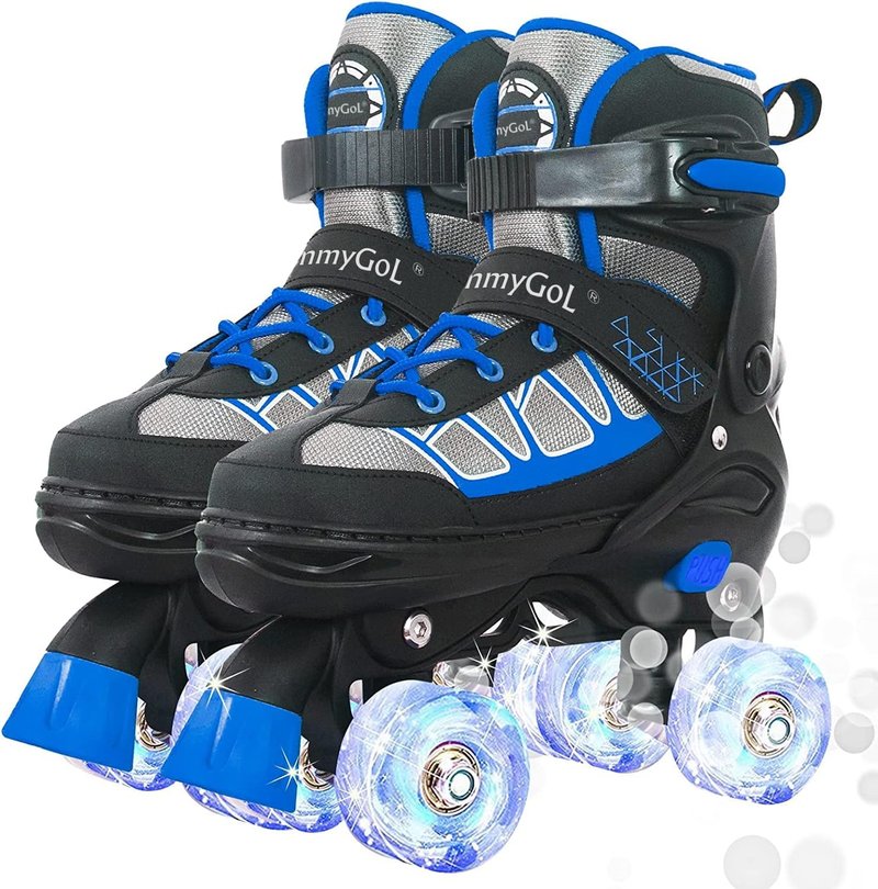 MammyGol Roller Skates for Kids - Adjustable Quad Skates with Light-Up Wheels | Ages 6-12, Perfect for Beginners