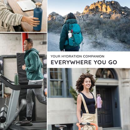 Bambaw 24 oz Insulated Stainless Steel Water Bottle, Red Berry - BPA Free, No Straw