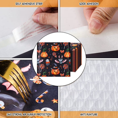 Censen 25 Pieces Halloween Poly Bubble Mailers 8.3 x 9.3 Inch Halloween Envelopes Shipping Bags Resealable Mailers Kraft Bubble Envelope with Resealable Adhesive Waterproof(Bat Style)