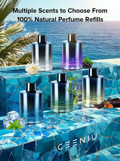 Ceeniu New Smart Car Air Freshener, 135ml Last 6 Months, Auto ON/OFF Car Freshener Long Lasting, Multi-mode Adjustable, Ambiance Light, Natural French Fragrance, CF3 Aroma Diffuser, Mint Ice Scent