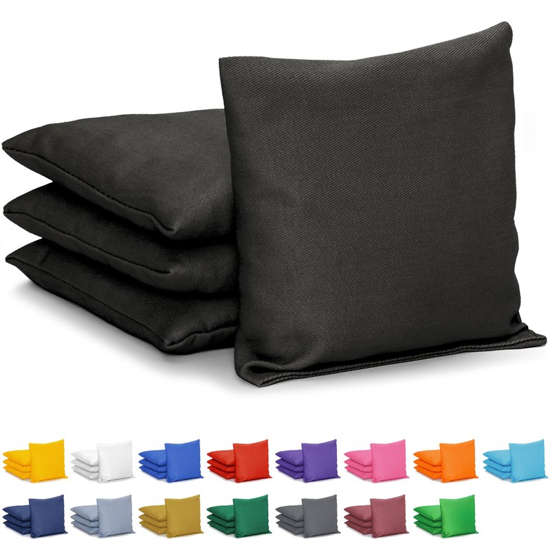 GoSports Cornhole Bean Bags Set of 4 - Regulation All Weather - Classic Black