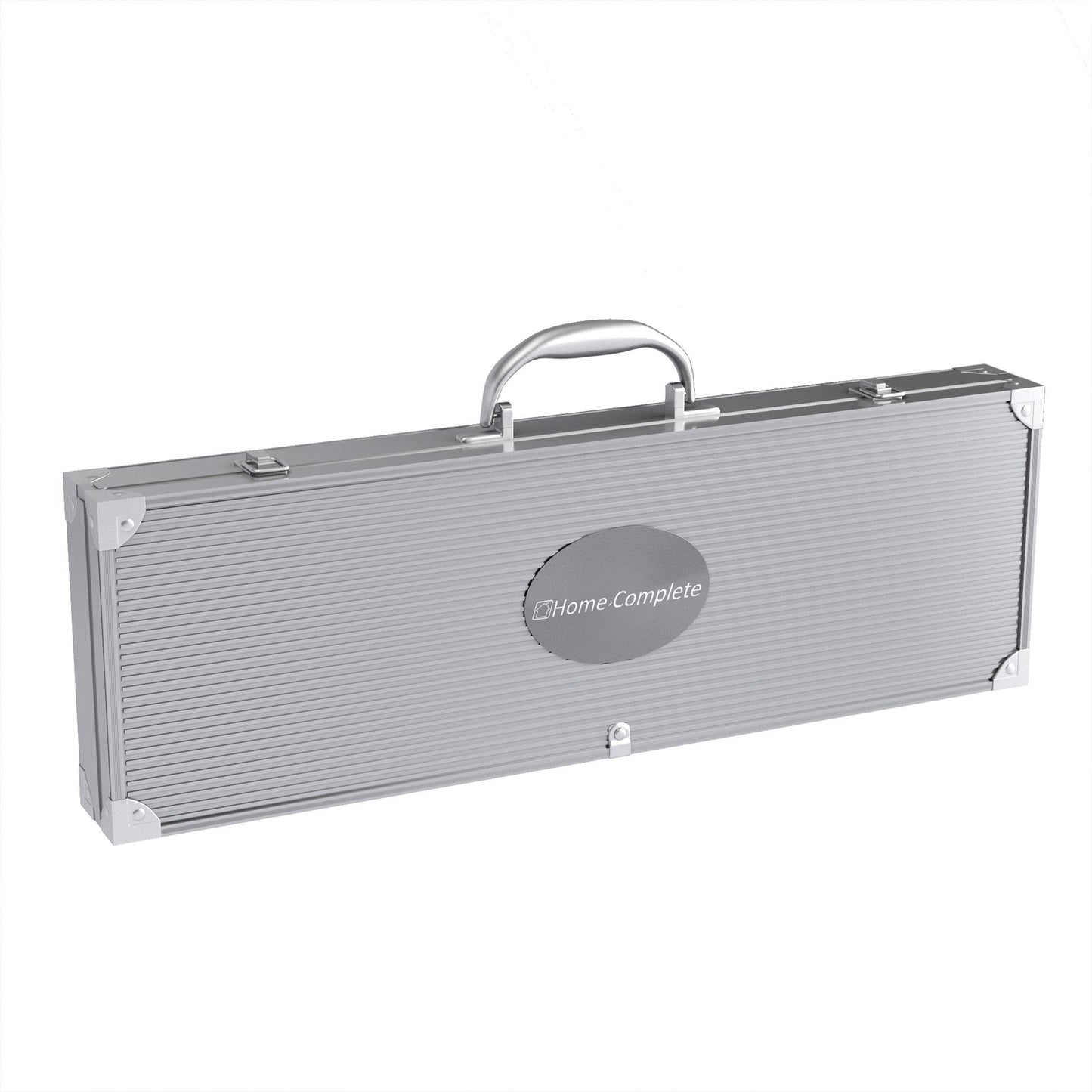 7-Piece Stainless-Steel BBQ Cooking Utensils Set - Barbecue Grill Accessories with Aluminum Portable Handled Storage Case by Home-Complete (Silver)