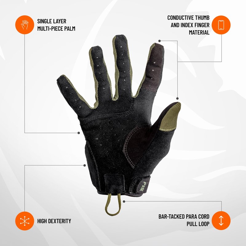 PIG FDT Alpha Full Dexterity Gloves for Shooting Sports, Touchscreen Compatible, Breathable, 1 Pair, Ranger Green, Small