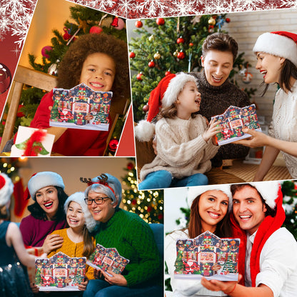 MZD8391 3D Pop Up Christmas Cards with Music and Lights, Animated Christmas Gift Card, Playing 3 Songs with 3 Matching Lights Blinking Modes (Envelope Included)