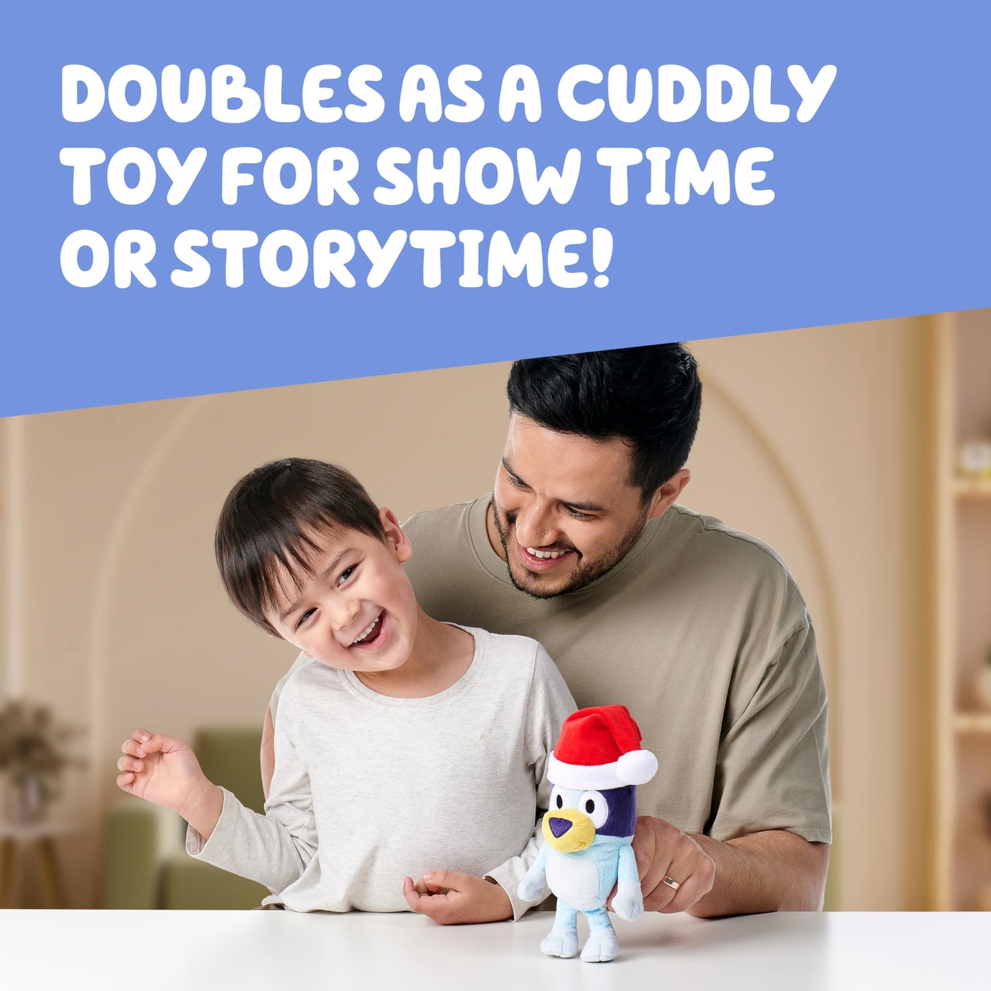 Bluey Toddler Plush Toys Pack of 2, 7-8”, Soft, Festive Holiday Season Plush Figure Toys with Santa Hats, Cuddly Plush Animals for Kids Ages 3+