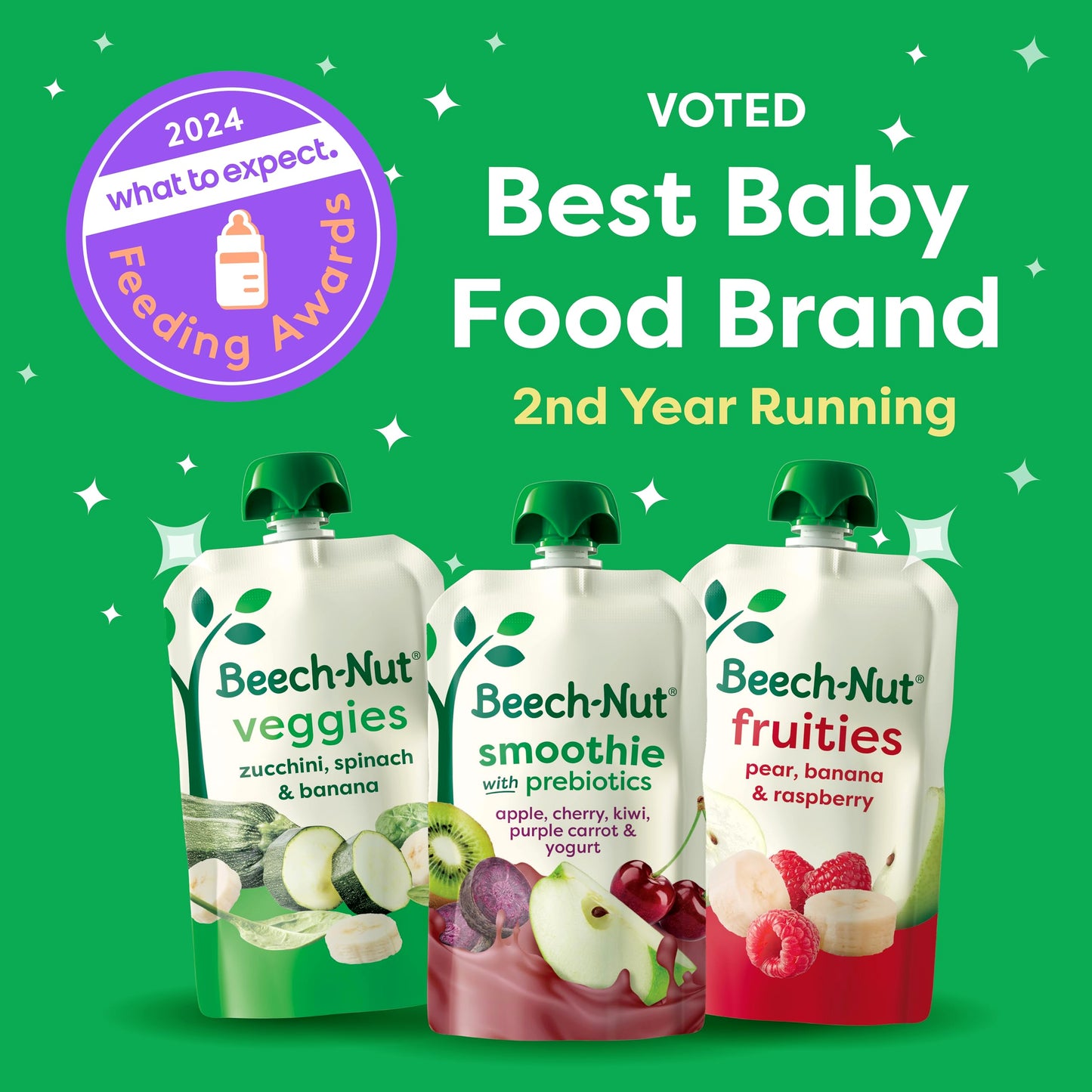 Beech-Nut Baby Food Pouches Variety Pack, Veggie Purees, 3.5 oz (18 Pack)