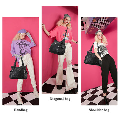 Angel Kiss Handbags for Womens Top-Handle Hobo Purse Roomy Casual Shoulder Bags PU Tote Satchel Purse for Women, Black-l, L