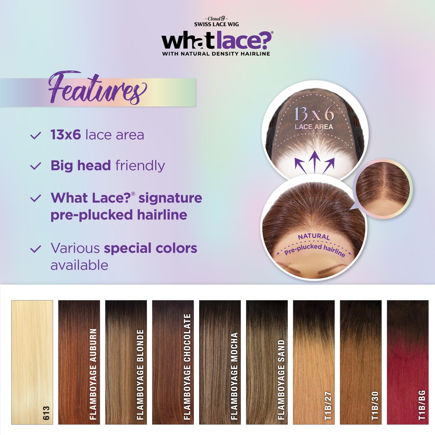 Sensationnel WHAT LACE 13x6 Wigs - Cloud 9 Synthetic Hair Hand Tied Natural Preplucked Hairline Illusion Lace Frontal Lacewig -Whatlace LATISHA (1B)