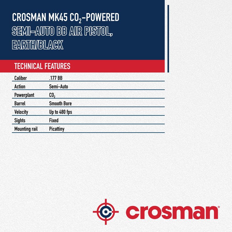 Crosman MK45 CO2 Powered Semi Auto Dual-Tone BB Air Pistol