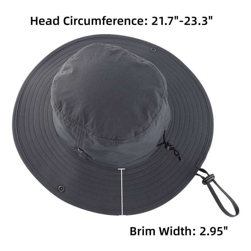 Connectyle Men's Cowboy Sun Hat Wide Brim Fishing Hiking Camping Gardening Hat UV Protection Outdoor Summer Sun Hat Dark Grey