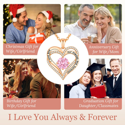CDE Valentine's Day Gift Forever Love Heart Necklaces for Women, Wedding Anniversary, Birthday Mothers Christmas Day Gifts for Mom, Mother, Wife, S925 Silver Jewelry with Birthstone Pendant