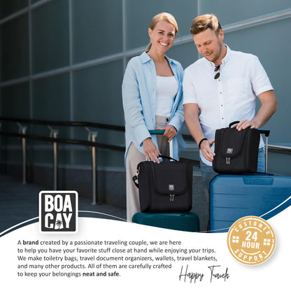 BOACAY Extra Large Hanging Travel Toiletry Bag for Women & Men, Makeup Bag, Shower & Wash Bag, Organiser for Cosmetics, Essentials, Travel Accessories