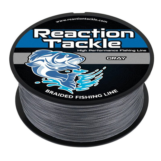 Reaction Tackle Braided Fishing Line - Pro Grade Power Performance for Saltwater or Freshwater Fish - Colored Fishing Line Braid for Extra Visibility - Gray 100 Lb (1500 Yards)