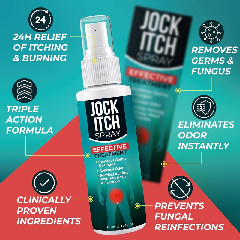 Jock Itch Spray - Antifungal Relief for Itchy Skin | Fast Absorption & Deep Penetration | Soothes Groin & Inner Thighs