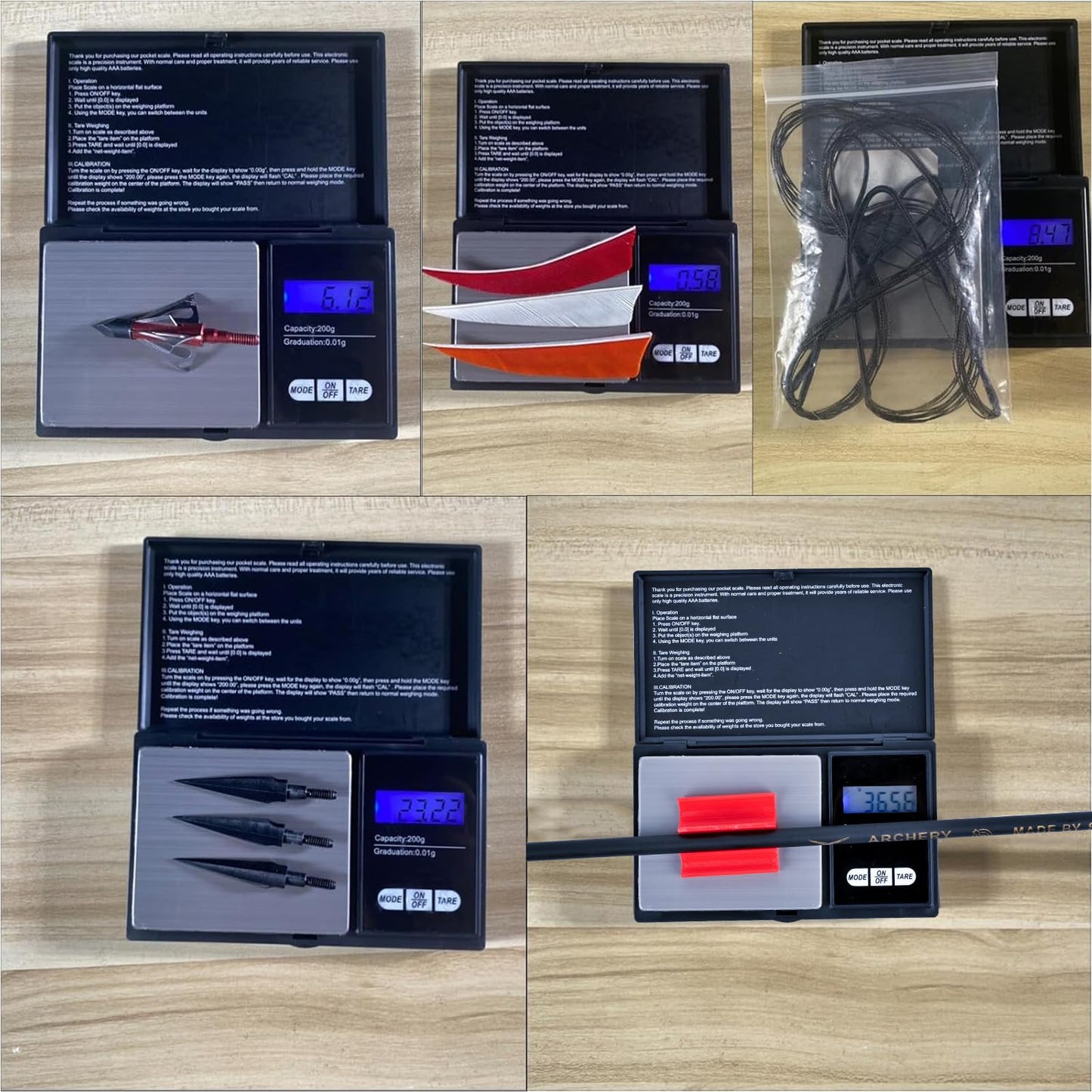 FENJANER Archery Arrow Scale - Display LCD Digital Pocket Arrows Scale - Capicity 200g - Graduation 0.01g Mini Arrows Scales