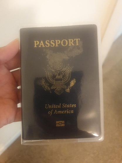 Clear Transparent Frosted Passport Cover Holder Case Organizer ID Card Travel Protector (Clear x1 + Frosted x1)