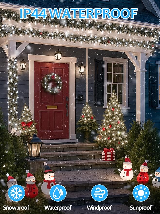Connectable 250 LED C6 Christmas String Lights, 82FT Waterproof Christmas Twinkle Lights Outdoor, Plug in Lights with 13 Modes for Indoor Outdoor Yard Party Christmas Tree Decorations (Cool White)