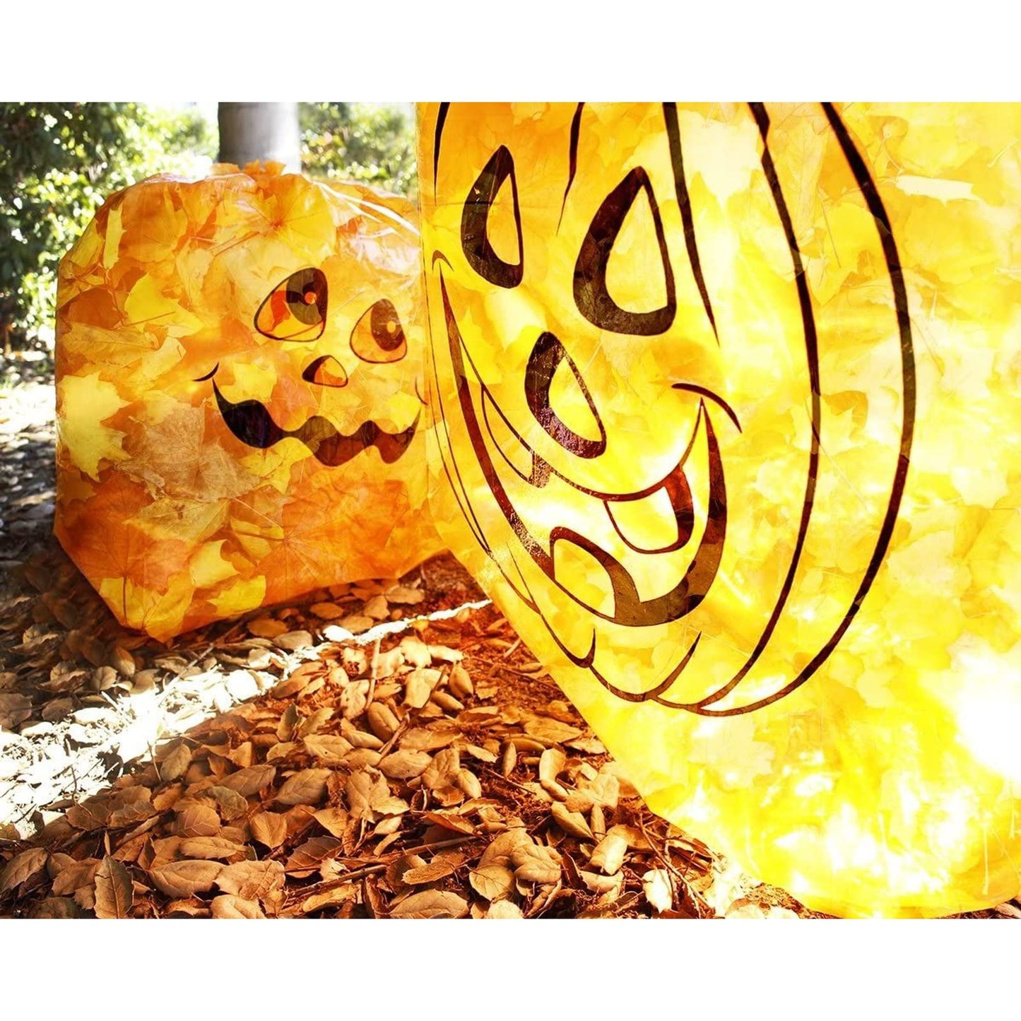 Juvale Pumpkin Yard Bags - 6-Pack Orange, 4 Small 8-Gal & 2 Medium 34-Gal - Halloween Leaf & Yard Waste Bags - Durable Decorative Sacks for Halloween Party Supplies