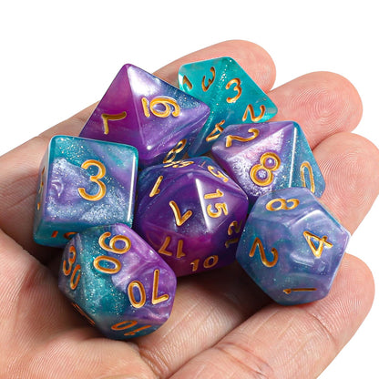 CiaraQ DND Polyhedral Dice Set with a Black Dice Bag for D&D RPG MTG Role Playing Table Games