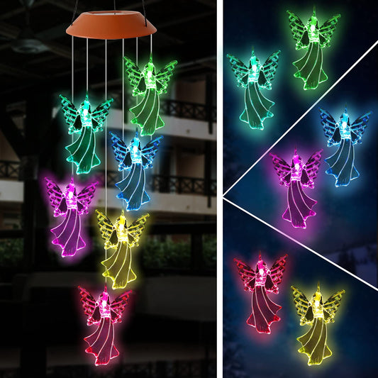 HiSolar Angel Solar Wind Chimes, Color Changing Wind Chime Light Outside Birthday Gifts for Mom Grandma Solar Powered Garden Light Moms Best Gifts Memorial Wind Chimes Outdoor Decor