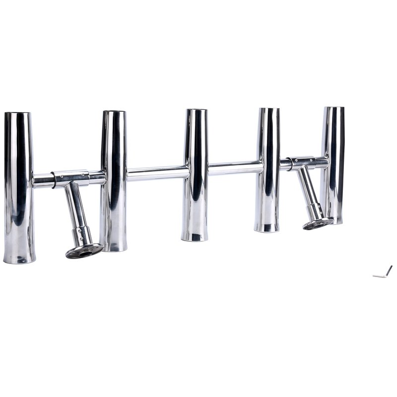 Amarine Made 5 Tube Adjustable Stainless Rocket Launcher Rod Holders , Can Be Rotated 360 Deg