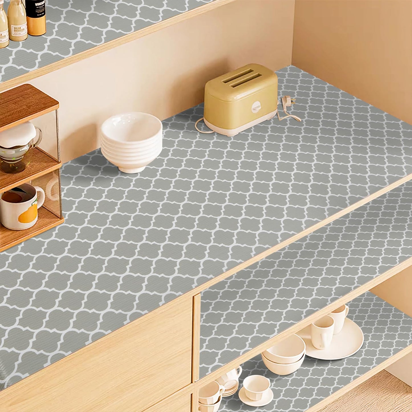 COAVAS Shelf Liner for Cabinets & Drawers Non Slip, No Adhesive Drawer Liners for Dresser, Kitchen, Shelves, Thick Shelf Paper Waterproof, Cut-to-Size (Gray, 12IN x 10FT)