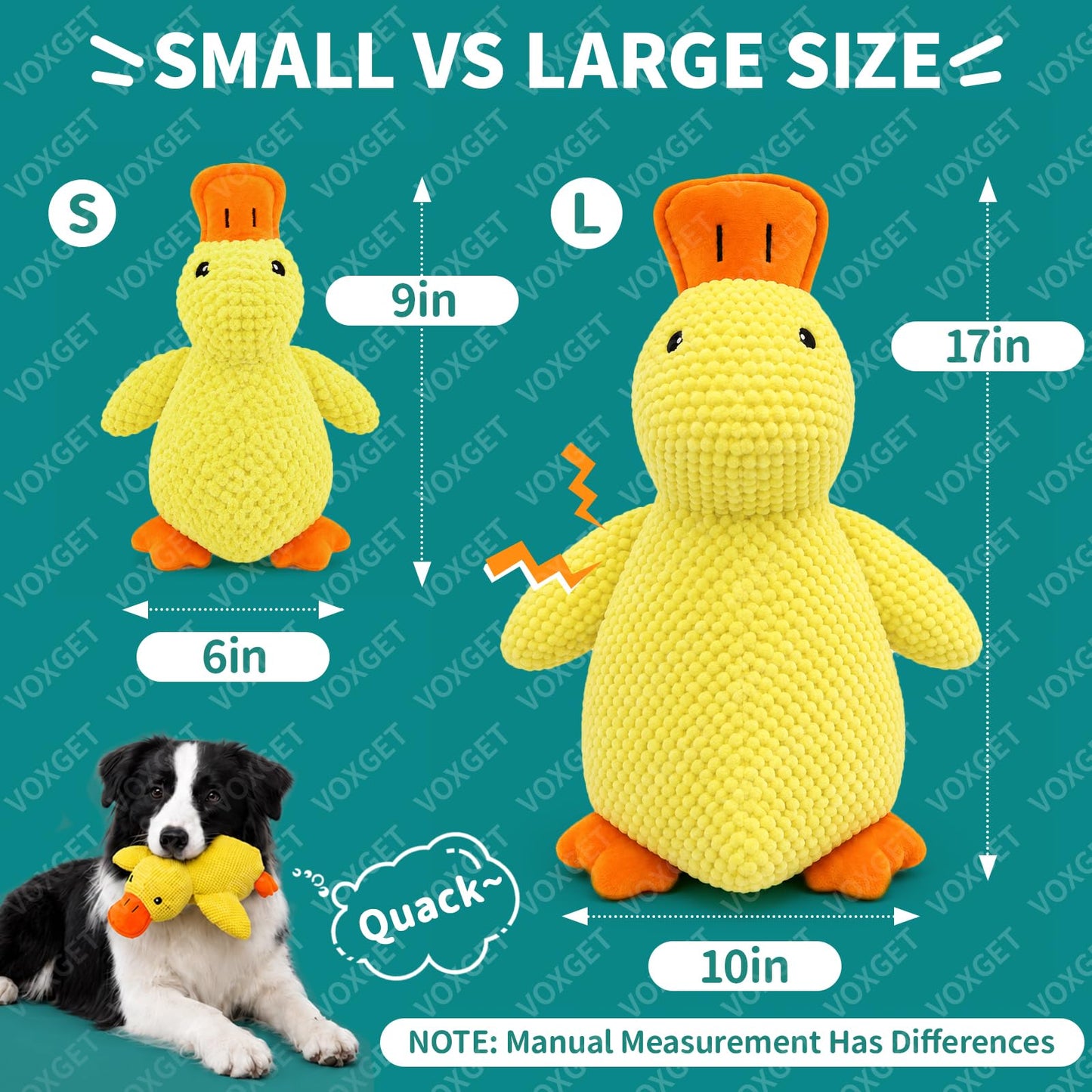VOXGET Calming Duck Toy for Dogs, 2026 New Interactive Crinkle Toy with Quack Sound for Dogs Teeth, Soft Stuffed Plush Mellow Calming Duck Pillow for Puppy Keep Busy -Yellow, 9"x6"(S)