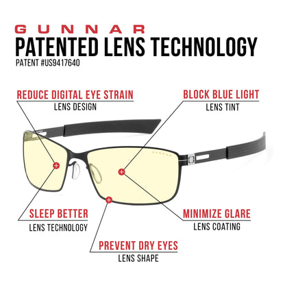 GUNNAR - Premium Gaming and Computer Glasses - Blocks 65% Blue Light - Vayper, Onyx, Amber Tint
