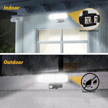AIXPI Battery Powered Outdoor Security Lights, 240 LED Motion Sensor PIR, IP65 Waterproof Wireless Flood Lights for Garden Yard, Porch, Garage, 1 Pack