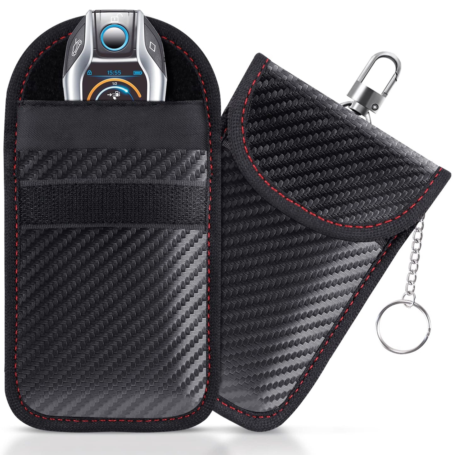 lanpard Faraday Pouch Bag for Car Keys, RFID Signal Blocking Holder, Key Fob Cage Protector, Block Signal Anti-Theft Fob Case, Small Size (3.15 x 4.5 inches), 2 Pack
